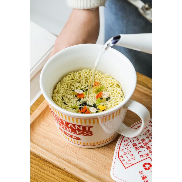 Sustainable Ceramic Instant Noodle Bowl , Porcelain Ceramic Ramen Bowl Set