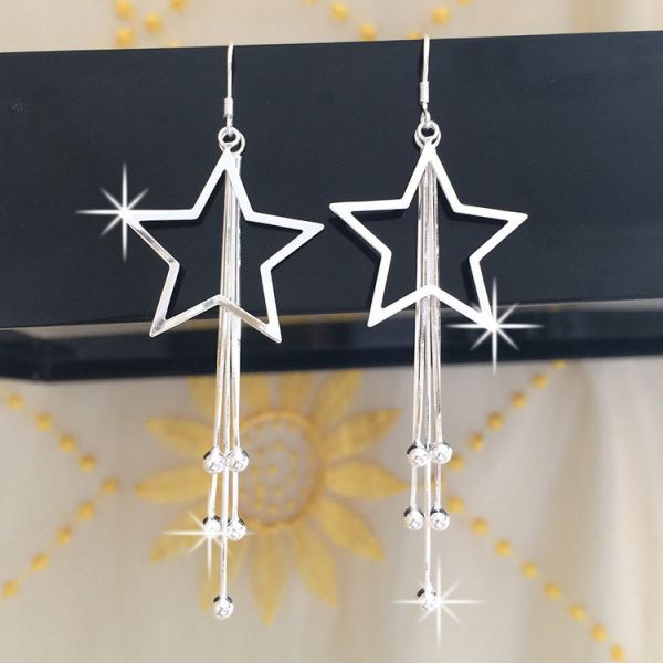 990 стерлинговых серебряных серег падения Tassel 0.19oz серег 7.1cm ювелирных изделий длинных