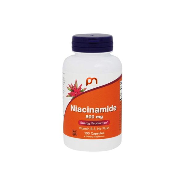 Health Glow Niacinamide 500mg Capsules | 100 Count for Energy Production & No Flush Vitamin B-3 | Non-GMO Dietary Supplement