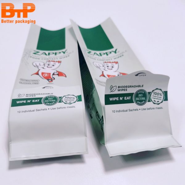 Aluminum Foil Box Pouch Wet Tissue Package Bag Sticker Open Package Re-fresh Hygienic Towelette Pouch