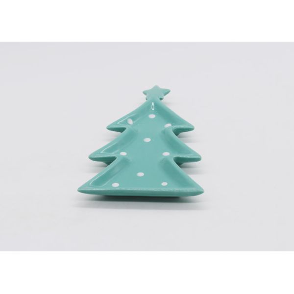 Novelty Hand Painted Christmas Tree Dinner Plates Dolomite Candy Dish