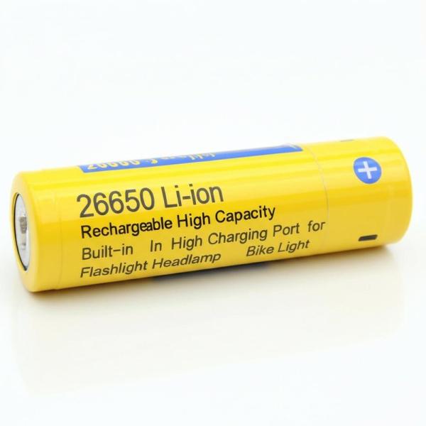 USB 26650 Li-ion Battery Rechargeable High Capacity with Built-in Charging Port for Flashlight Headlamp Bike Light
