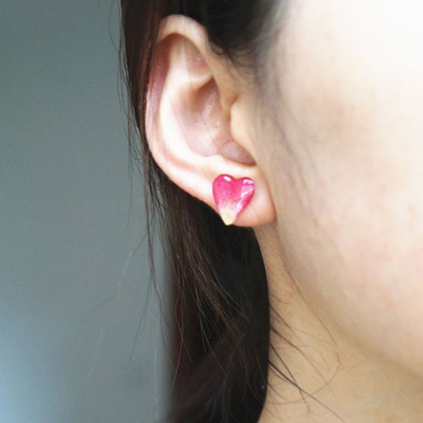 2018 Nami Studio Newest Creative Handmade Heart Dry Flower Stud Earrings