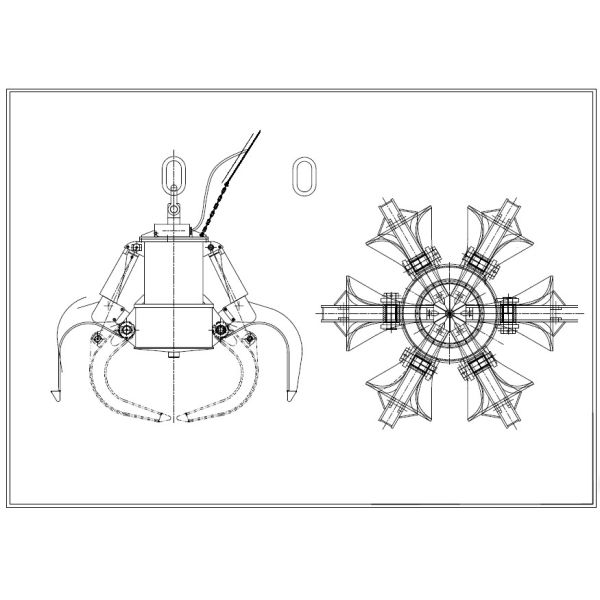 6.3m3 Steel scrap Handling Electro hydraulic orange peel scrap grab bucket