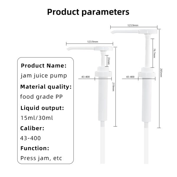 UKR30 43-400 de cierre suave Salsa de la bomba / grado alimenticio certificado por el laboratorio alemán TUV 10cc 15cc 20cc 30cc