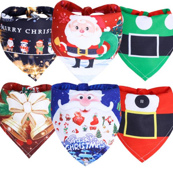 O lenço impresso algodão do animal de estimação do Natal do cão veste acima a toalha Cat Bib Decoration da saliva do triângulo