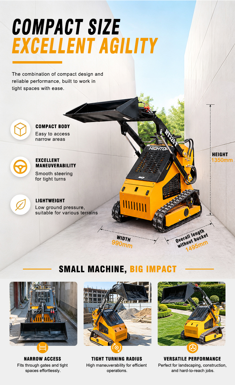 HT320T Compact Track Skid-Steer Loader with Zero-Turn Steering  for Tight Spaces