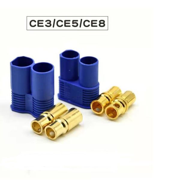 EC8 EC5 EC3 Conector Conector de dispositivo de batería Hombre y mujer Conector dorado de 5,0 mm con carcasa de plástico azul