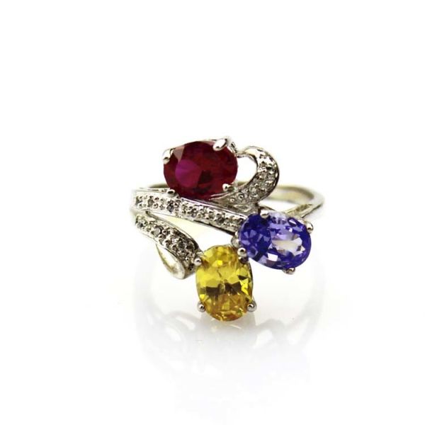 Fashion Jewelry 925 Silver Ring with Cubic Zircon Three Stones Ring(R0098)