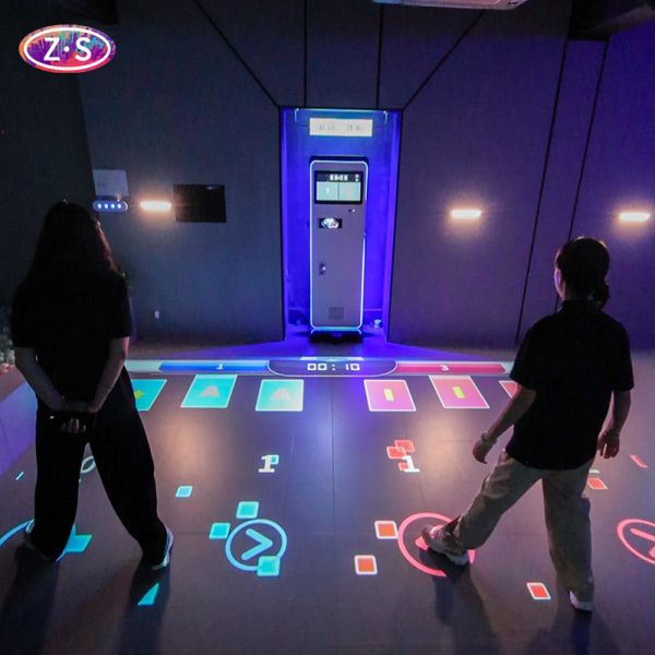 Multiplayer Cooperative Mobile Interactive Floor Projection System Team Games