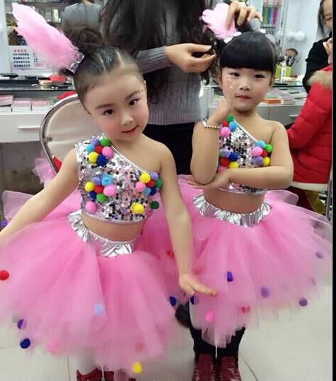 New style girl's sequins jazz performance stage dance costumes bitter fleabane gauze skirt