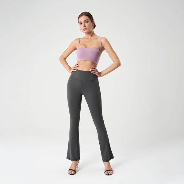 High Waisted Flared Yoga Leggings Buttery Soft Stretch Navy Blue Full Length