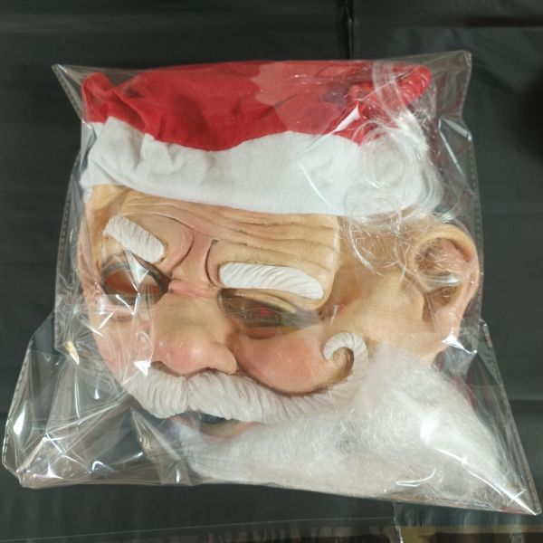 Realistic Santa Claus Mask Full Head Latex with Hat Beard Adult Christmas Cosplay Party Prop