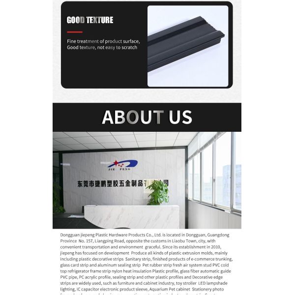 5 mm a 1000 mm de perfil ABS ASA perfil PE extrusión de plástico de uso de la tira resistente a la abrasión