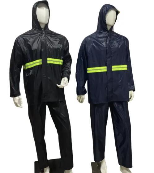 OEM Black Mens Work Rain Coat Heavy Duty Rain Suits For Work