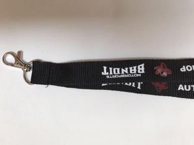 Black Polyester Silk Screen Lanyards With Metal Hook , Custom Breakaway Lanyards