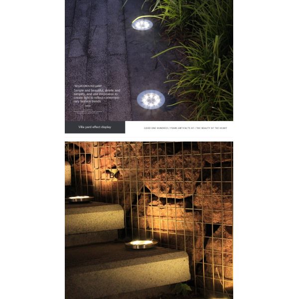 Prenda impermeable al aire libre IP65 de las luces de tierra solares del ODM 600mAh 8 LED