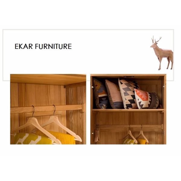 New Modern Simple Wooden Clothes Double Doors Wardrobe Design Furniture Bedroom