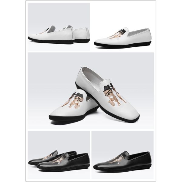 Hand Painted Flat Soft Leather Loafers , Printed Mens Patterned Loafers