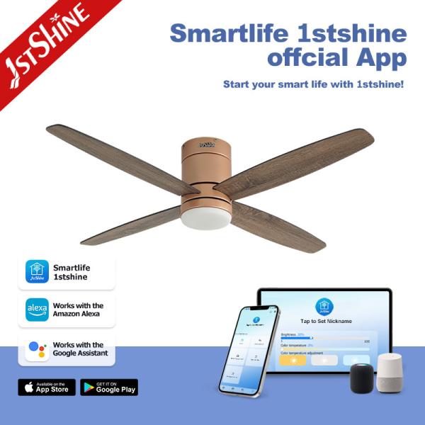 Ventilateur de plafond LED à 4 lames de MDF à profil bas avec contrôle intelligent et CCT 3000K/4500K/6000K