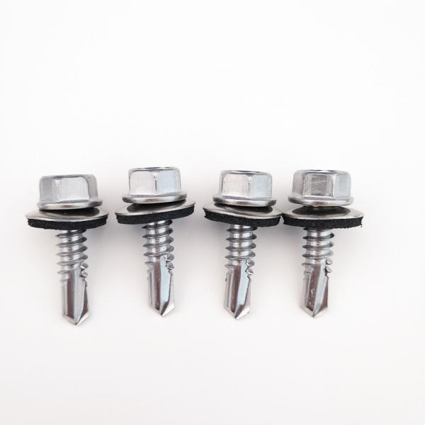 12g SS AISI 410 Hex Self Threading Drilling Screws With 16mm EPDM Sealing Washer