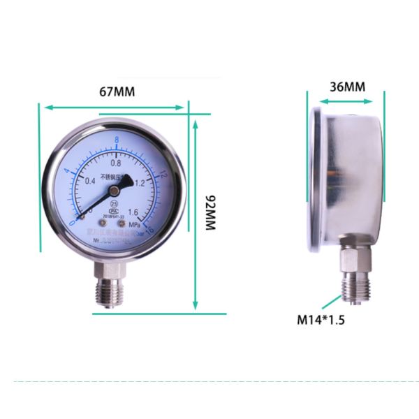 Вакуум гидравлические 75mm манометра 40mm кислорода масла воды Y60BF