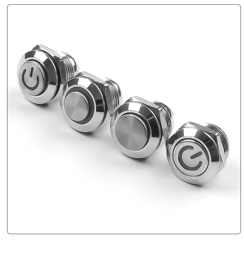 Short-Throw Self-Reset Momentary 12mm LED  Metal Push Button Switch Waterproof IP65