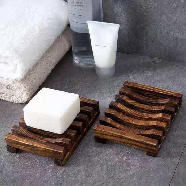 Natural Wooden Bamboo Soap Dish, Soap Dish Wooden Shower
