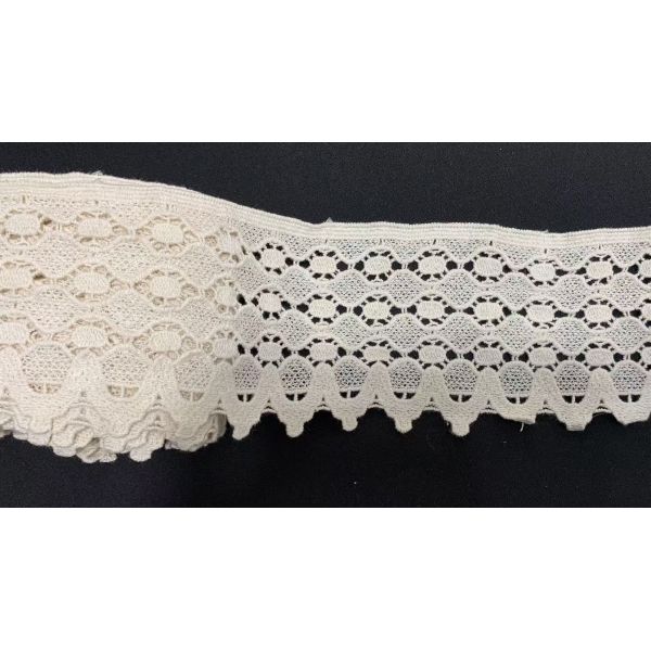 100% Cotton Embroidery Lace Trim with 9cm Width and Non Stretch for Clothing and Home Textiles