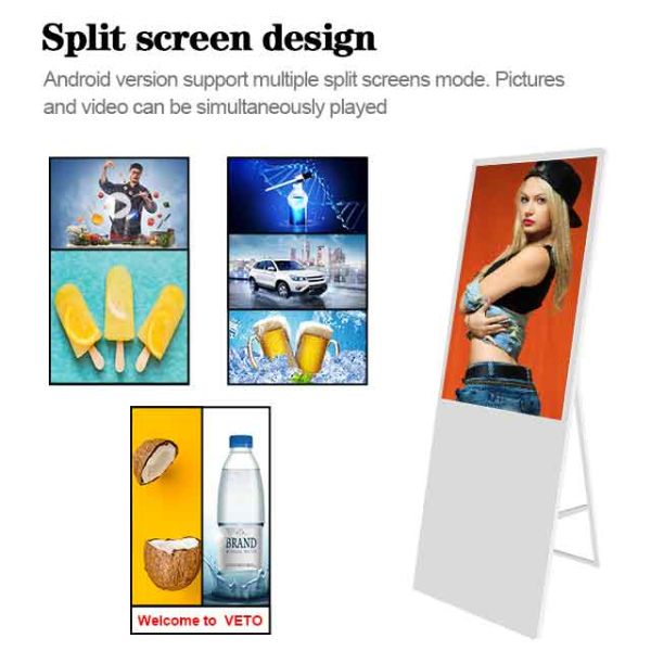 Афиша USB2.0 LCD вращения меню знака LCD стойки пола портативная