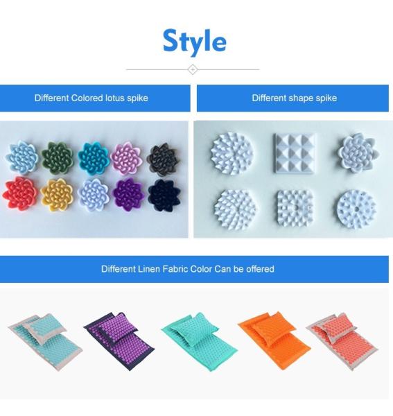 Colorful Coconut New Yoga Migraine Acupressure Massage Mat and Pillow Set