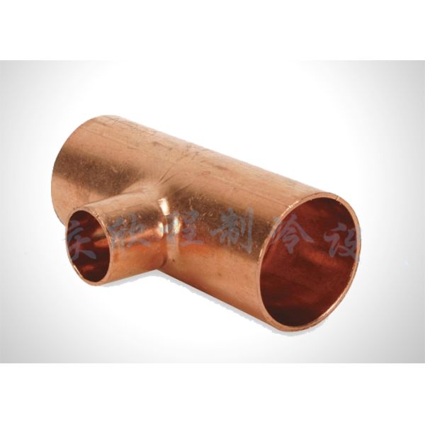 Copper Reducing Tee Customized Size Refrigeration Pipe Fittings Anti Corrosion