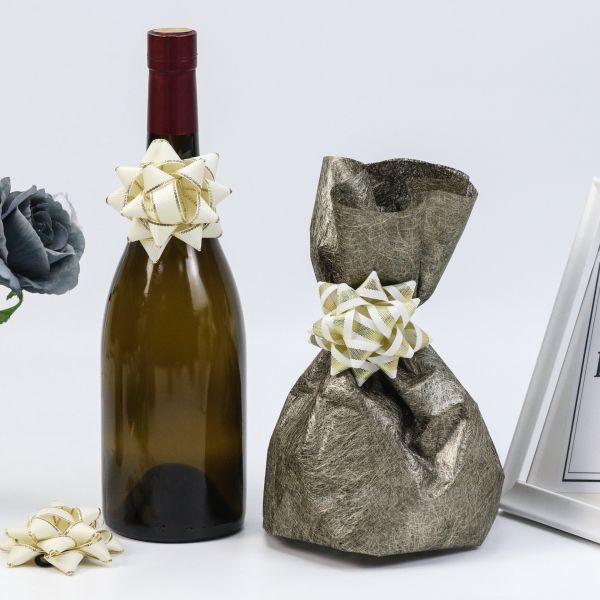 Golden Star Present Ribbon Bow Red Wine Gift Wrapping Ribbon Bows