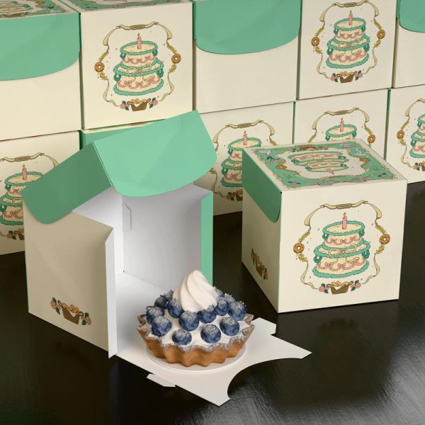 Cake 300g White Cardboard Paper Box for Baked Goods Packaging