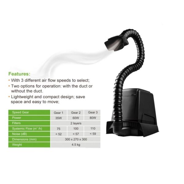 5800r/Min Desktop Mini Solder Fume Extractor