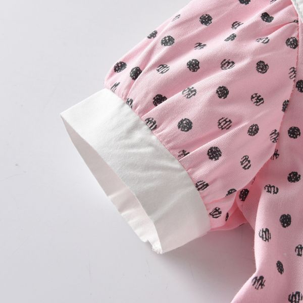 Summer Children'S Clothing Polka Dot Puff Sleeves Baby Girl Dresses With Visor Hat