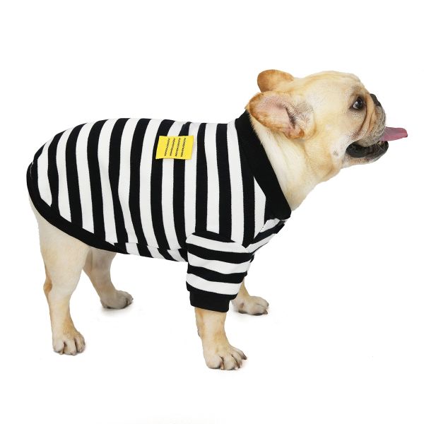 Striped Pet Apparels breathable 100 Cotton Dog Clothes for Winter