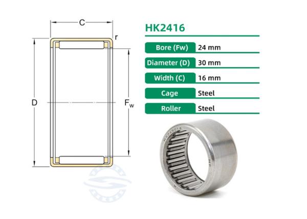 HK2416 HK243016 Drawn Cup TLA2416 Needle Roller Bearing 24X30X16mm