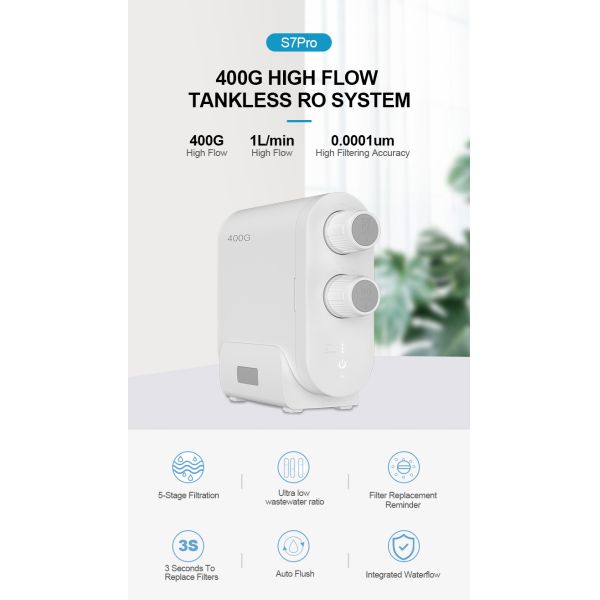 Water Filter 400GPD RO Water Filtration System Reverse Osmosis Water Purifier for Home Use