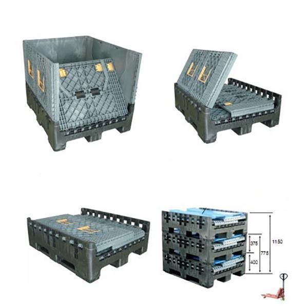 1T Dynamic Load Foldable Plastic Pallet Box Container Single Faced Style and Durable