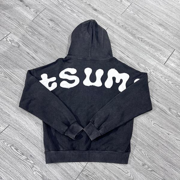 Custom Embroidered Patch logo Acid Washed Vintage Oversized Pullover No String Streetwear Heavyweight Hoodies