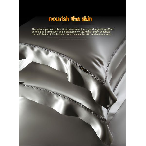 Silk Bedding Set Queen Size Satin Sheets 4 Sheets Set Bed Cover for Home Hotel Luxury