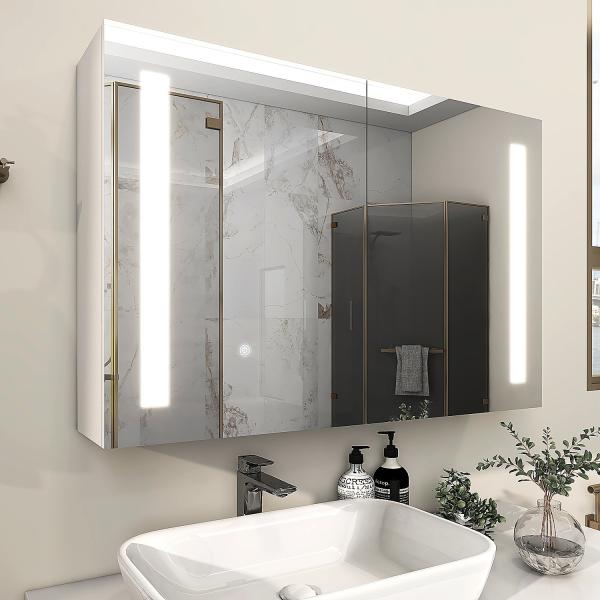 EUA Bairro de Iluminação de Parede Figura Smart LED Armário de Espelhos Redondo com Armários Espelhados