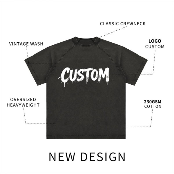 Custom 230GSM Heavyweight Vintage Wash Oversized T-Shirt for Men