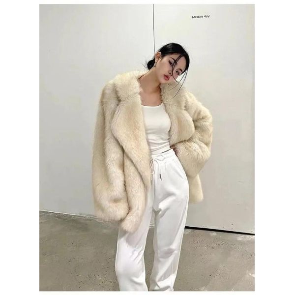                  2023 Luxury Winter Fur Coat Fashion Racoon Fox Fur Coat for Women             