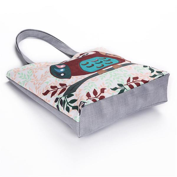 Floral Printed Canvas Casual Womens Reusable Shopping Bags With Logo