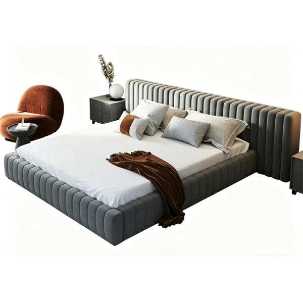Platform Frame Leather Bed with Storage Drawers for Bedroom Space and Enhancing Comfort