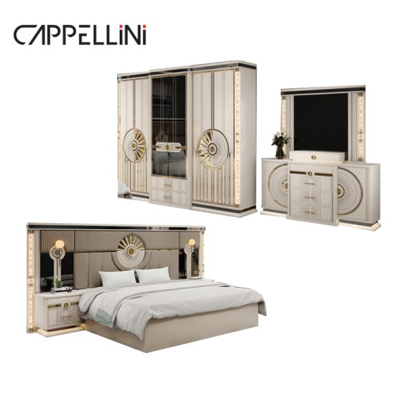 Modern Luxury Wood King Size Leather Bed Sets Double Master Room Home Queen Full Mdf Wooden Bedroom Furniture Set