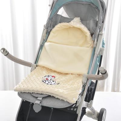 Polyester Embroidery Fleece Swaddle Blanket 40X80cm Breathable Winter Stroller Blanket