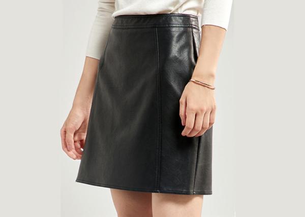Pleather A Shape Short Ladies Dress Skirt Texture PU Elegant High Waist Slim Skirt